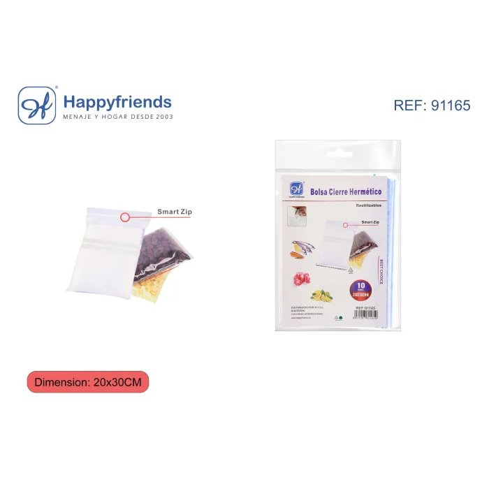 Bolsa Cierre Hermético - Happy Friend (varias dimensiones), 20X30 cm 10U