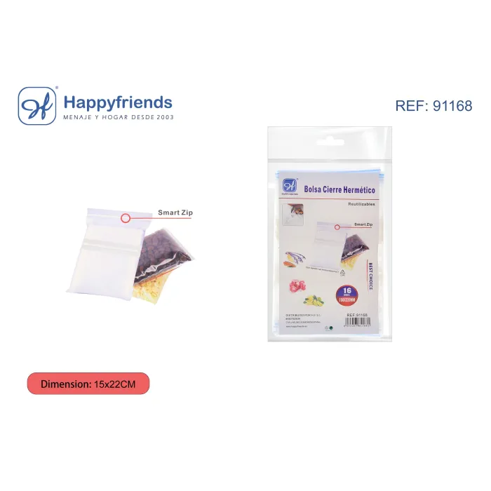 Bolsa Cierre Hermético - Happy Friend (varias dimensiones), 15X22 cm 16U