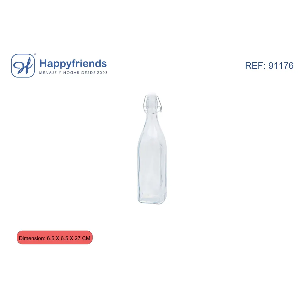 Botella Hermética Vidrio Cuadrado - Happy Friend