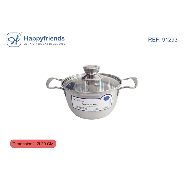 Olla acero inoxidable con tapa - Happy Friend, Ø20 cm