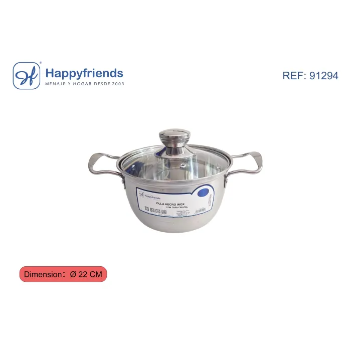 Olla acero inoxidable con tapa - Happy Friend, Ø22 cm