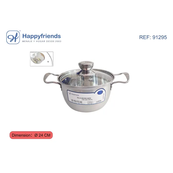 Olla acero inoxidable con tapa - Happy Friend, Ø24 cm