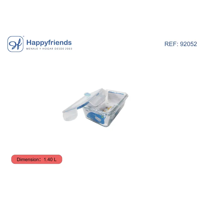 Fiambrera de Cristal Rectangular - Happy Friend, 17.1X11.9X6,9 cm
