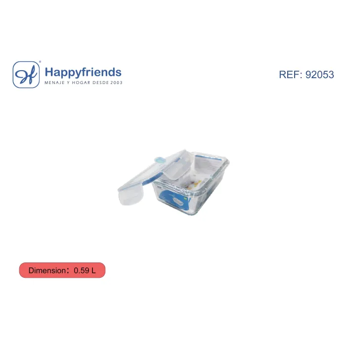 Fiambrera de Cristal Rectangular - Happy Friend, 13.8X8.6X5 cm