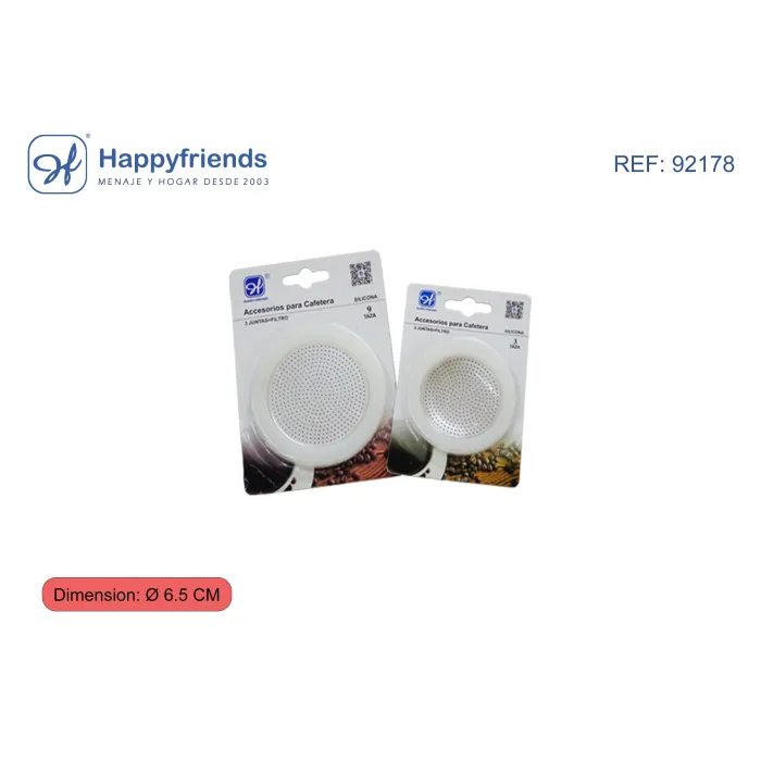 Set de 3 Juntas de Silicona para Cafetera - Happy Friend, Con 3 tazas