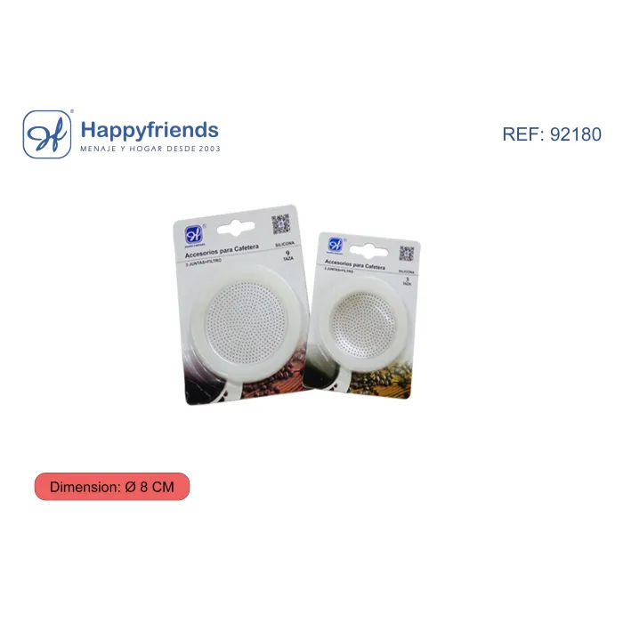 Set de 3 Juntas de Silicona para Cafetera - Happy Friend, Con 9 tazas