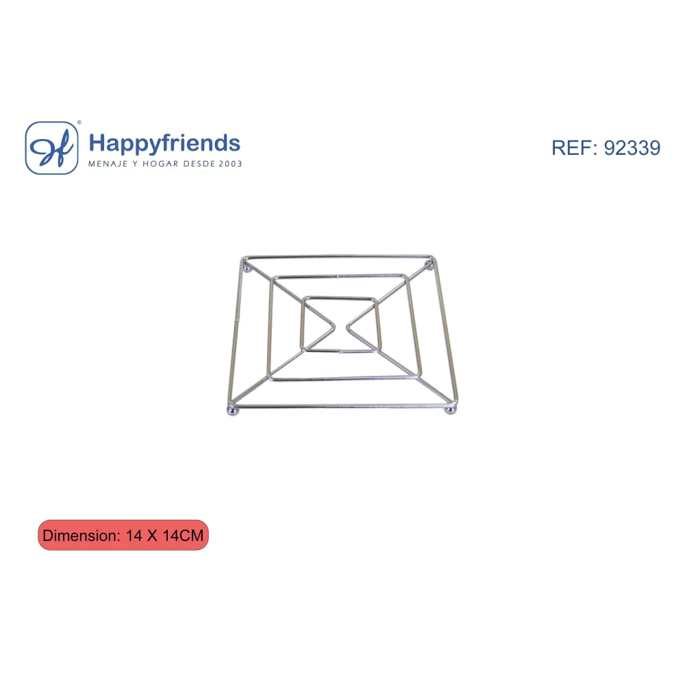 Salva-mantel de Metal Cuadrado - Happy Friend: Elegancia y protección para tu mesa