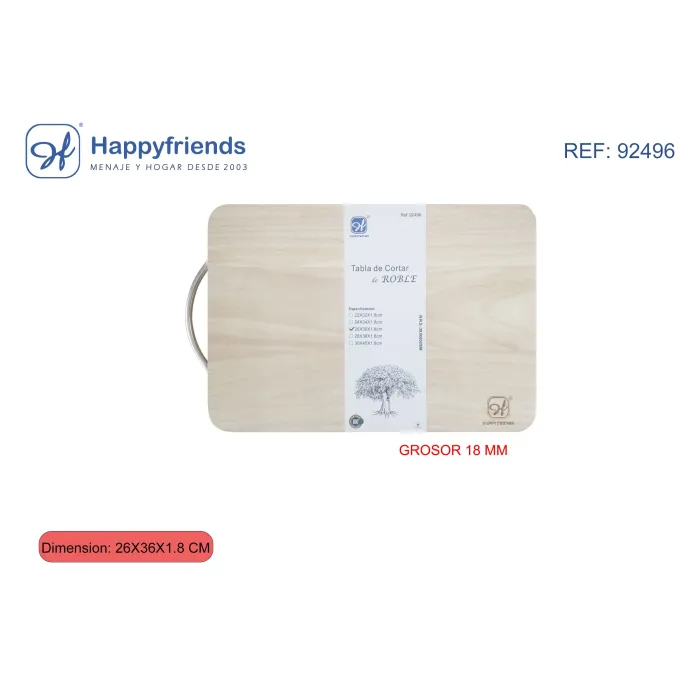 Tabla Multiusos de Roble - Happy Friend, 26X36X1,8 cm