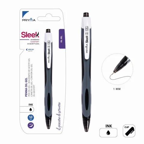 BOLIGRAFO DE CLIC DE GEL 1.0MM NEGRO Pryma