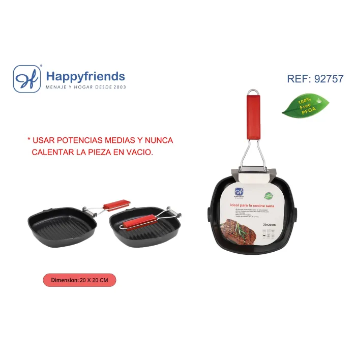 Asador con Manija Plegable Happy Friend - Comidas al Aire Libre Hechas Fácilmente