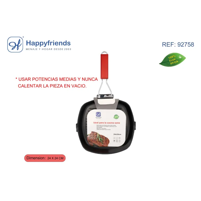 Asador con Manija Plegable - Happy Friend, Ø24X24 cm