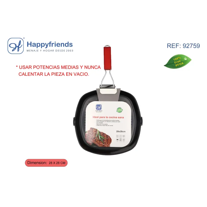Asador con Manija Plegable - Happy Friend, Ø28X28 cm