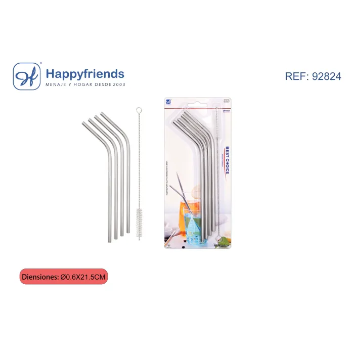 Set de Pajas de Acero de Ø0,6 - Happy Friend, Forma L