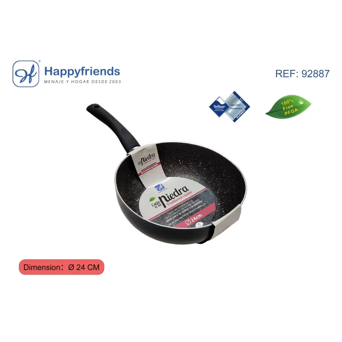 Sartén Honda de Inducción de Piedra - Happy Friend, Ø24 cm