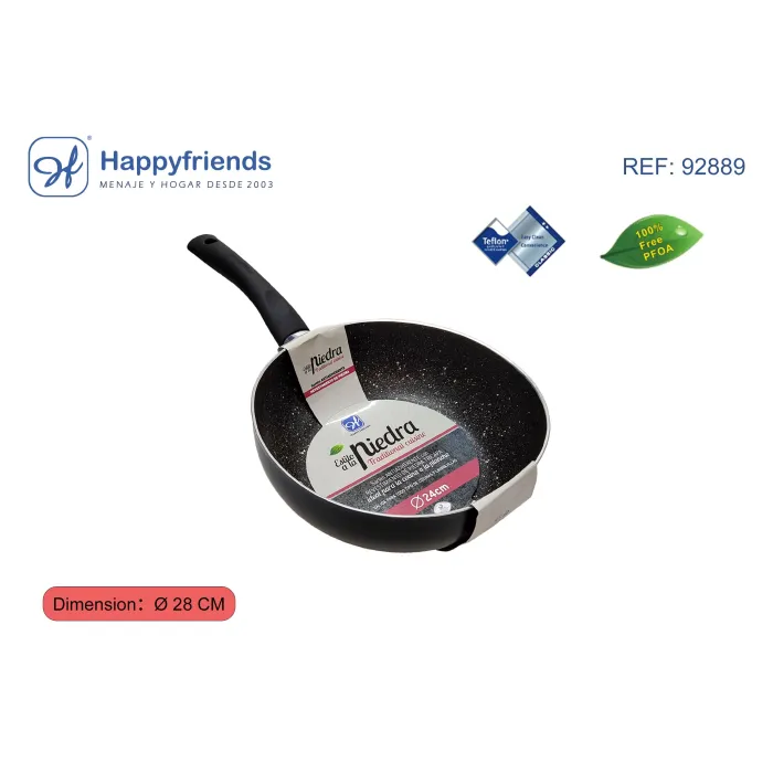 Sartén Honda de Inducción de Piedra - Happy Friend, Ø28 cm