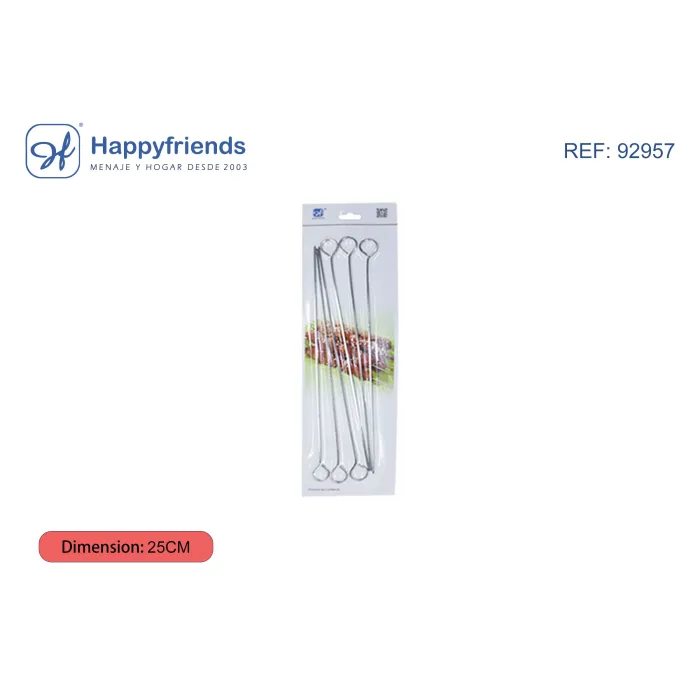 Brocheta de Metal para Barbacoa - Happy Friend, 25 cm