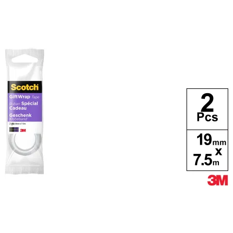 Cinta para Envolver Regalo 19mmx7.5m 2 Rollos Scotch