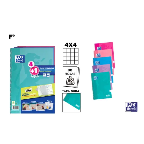 PACK 4+1 C.Fº TE SCHOOL WRITE&ERASE 80H 4X4 - OXFORD