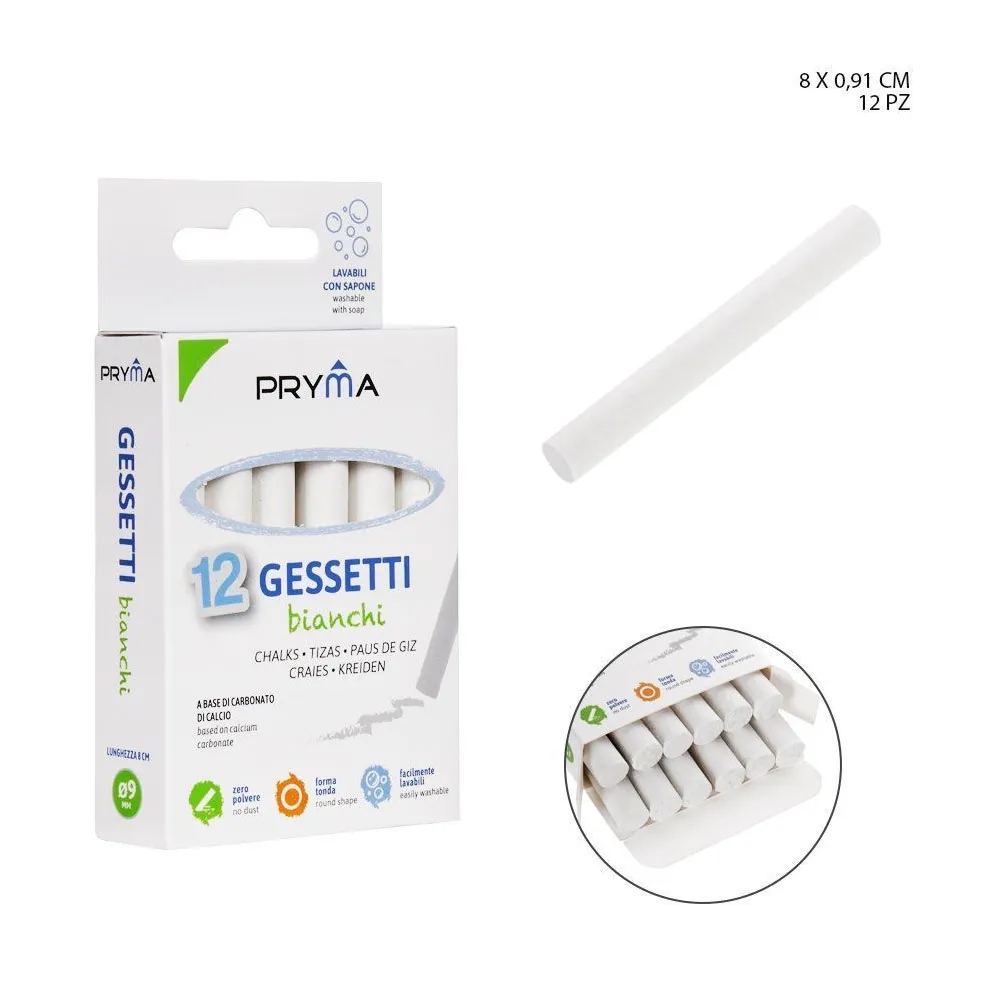 CAJA DE 12 TIZAS BLANCO Pryma