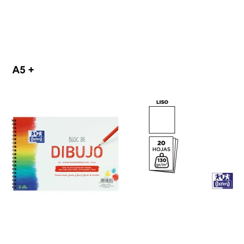 Bloc de Dibujo A5+ 20 Hojas Liso 130g - Oxford