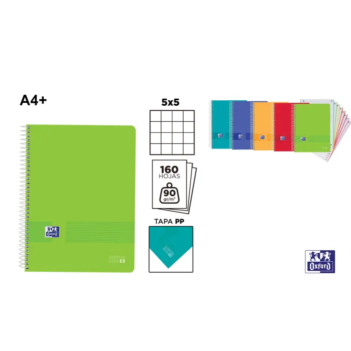 Europeanbook Live&Go Tapa Plástico A4+160H 5x5 - Oxford