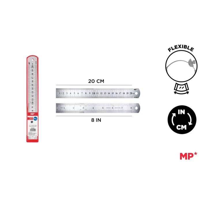 Regla Metálica de Acero Inoxidable 20cm - MP