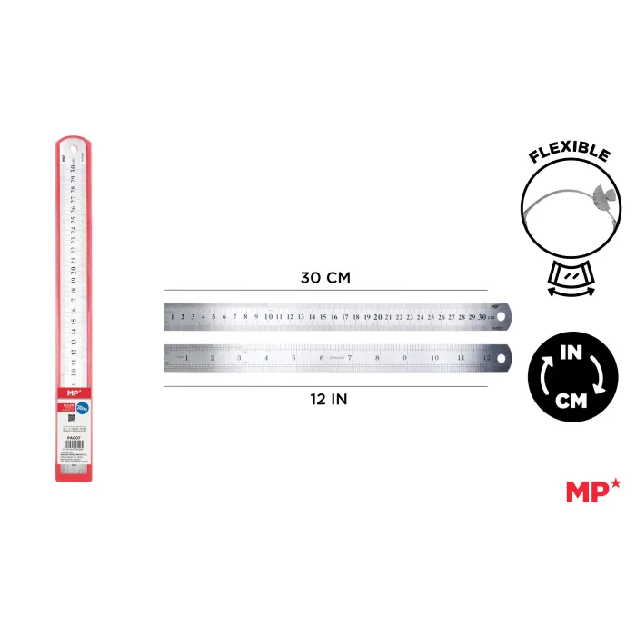 Regla Metálica de Acero Inoxidable 30cm - MP