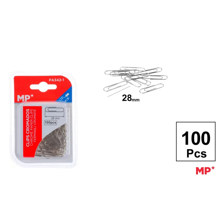 Clips cromados 28mm 100uds - MP