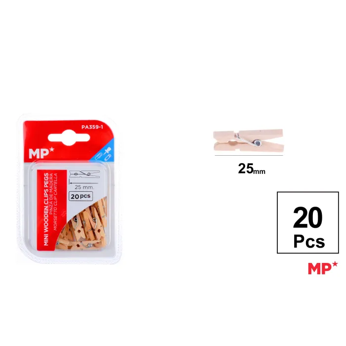 Pinza de Madera 25mm 20uds - MP