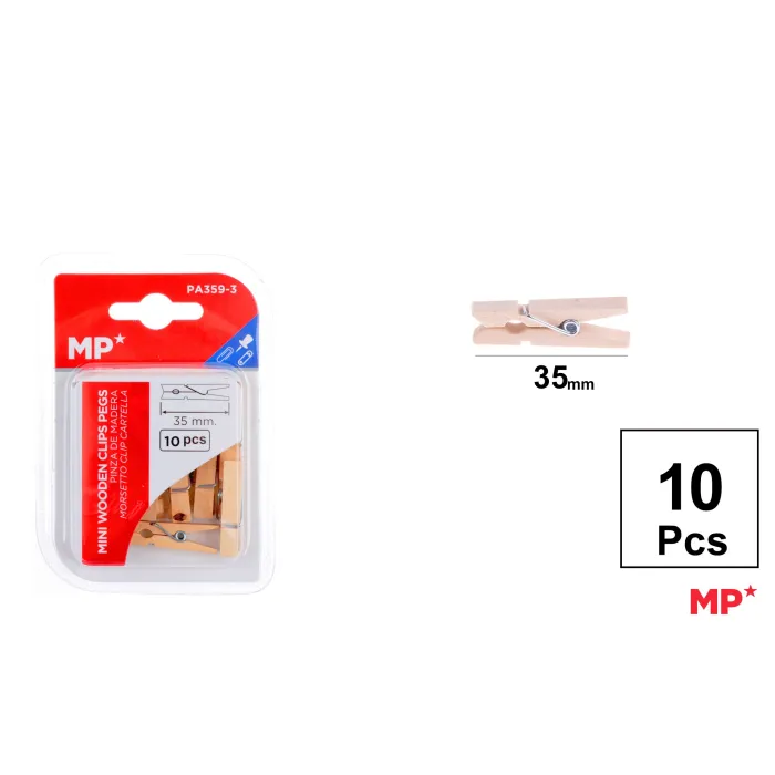 Pinza de Madera 35mm 10uds - MP