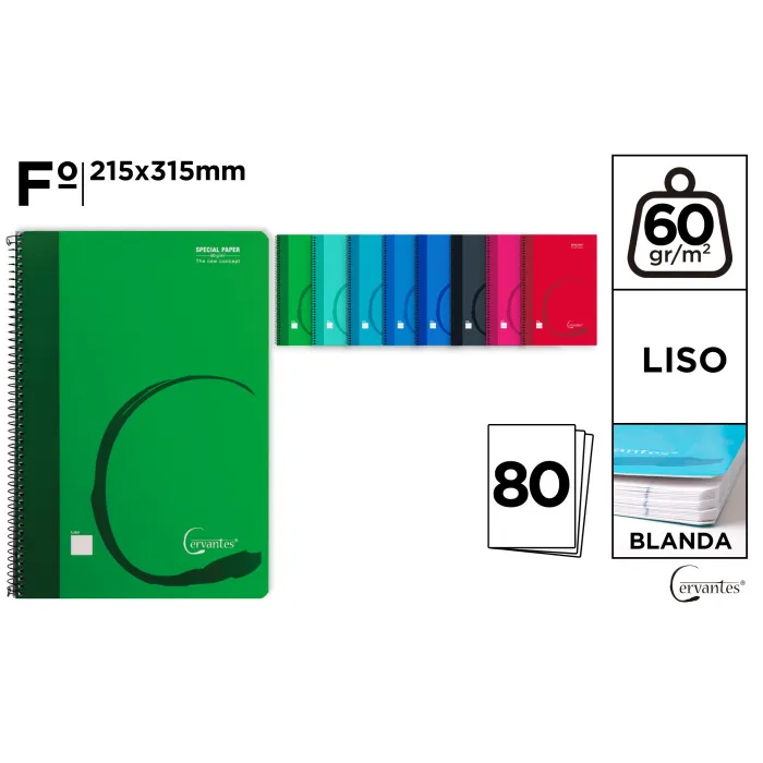 Cuaderno Espiralado Formato 80H 60gr Liso TB - MP