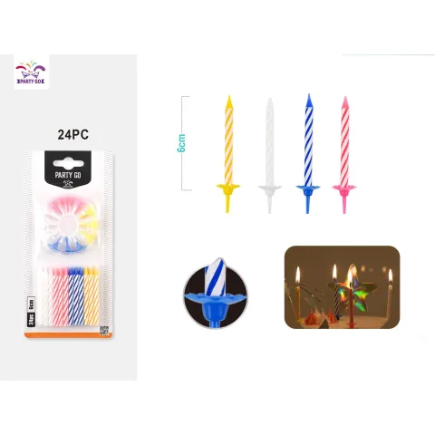 Pack de 24 Velas de Cumpleaños en Espiral Multicolor - PartyGO