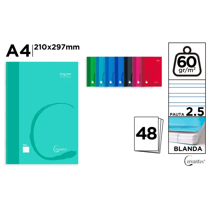 Cuaderno Grapada A4 48H 60gr Pauta 2.5 - MP