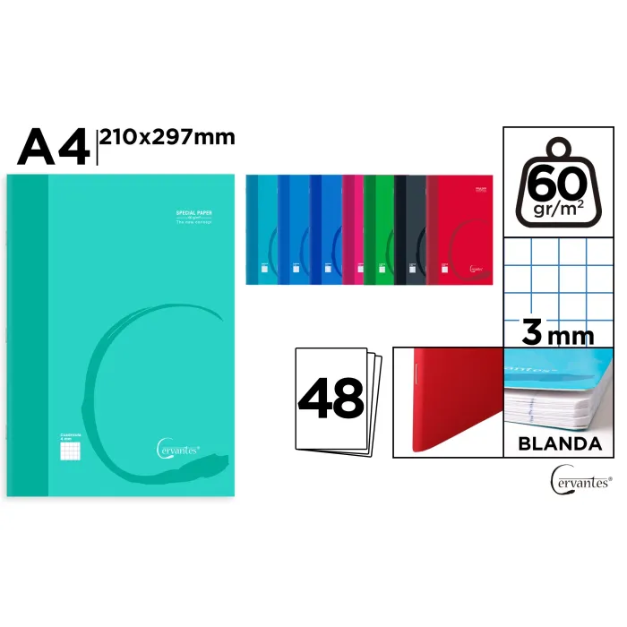 Cuaderno A4 Cuadrícula 48H 60gr 3mm - MP