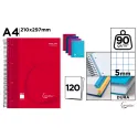 Cuaderno Extradura A4 120H Cuadrícula 5x5 Rojo - MP