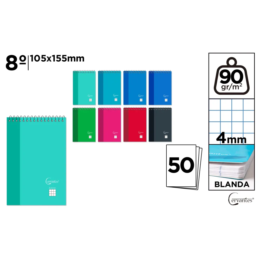 Block Octavo 50H Cuadro 8º 105x155mm - MP