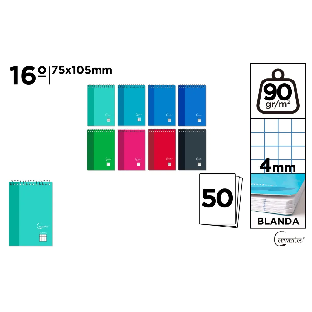 Block Dieciseisavo 50H Cuadro 16º 75x105mm - MP