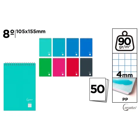 Block PP Octavo 50H Cuadro 8º 105x155mm - MP