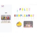 Velas "Feliz Cumpleaños" 15 piezas multicolores de 7cm - PartyGO