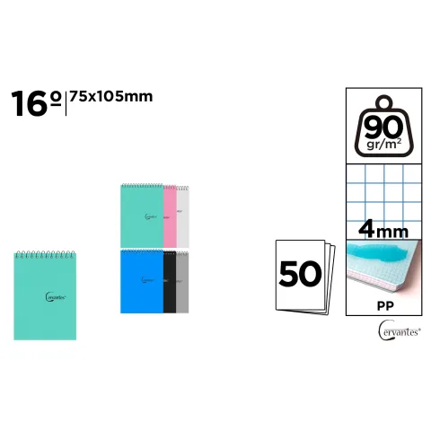 Block PP Dieciseisavo 50H Cuadro 16º 75x105mm - MP