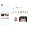 Velas "Feliz Cumpleaños" dorado 15 piezas de 8cm - PartyGO