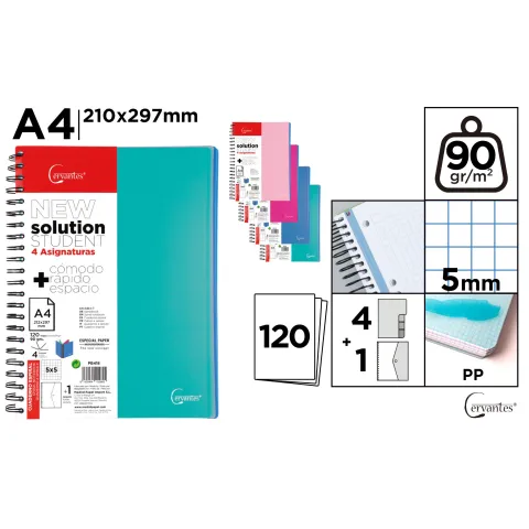 Cuaderno A4 120H y 4 Tapas - MP