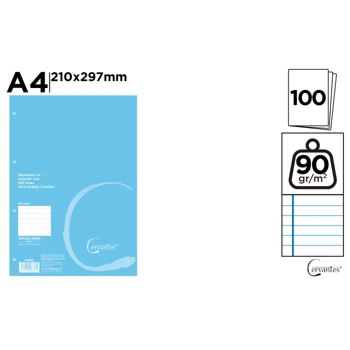 Recambios 1 Raya A4 90g 100h 4 Taladro - MP