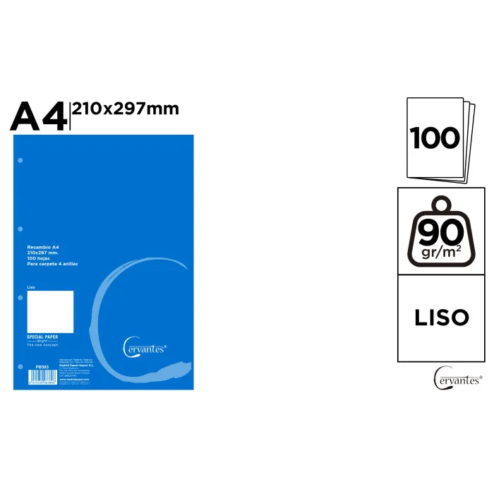 Recambios A4 Liso 90g 100h 4 Taladros - MP