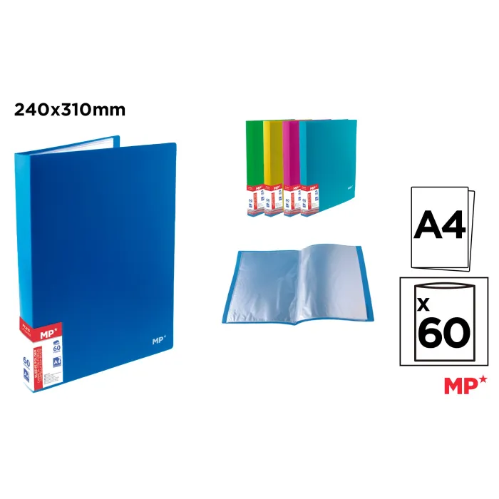 Carpeta 60 fundas A4 tapa fluorescente - MP