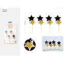 Velas para pastel en forma de estrella 12cm 4 piezas - PartyGO