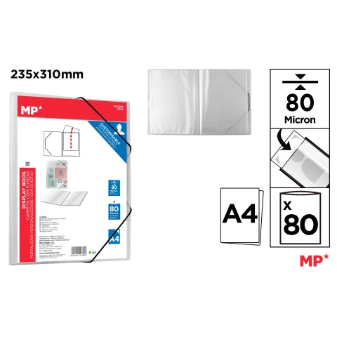 Carpeta 80 Fundas A4 con Goma Transparente - MP