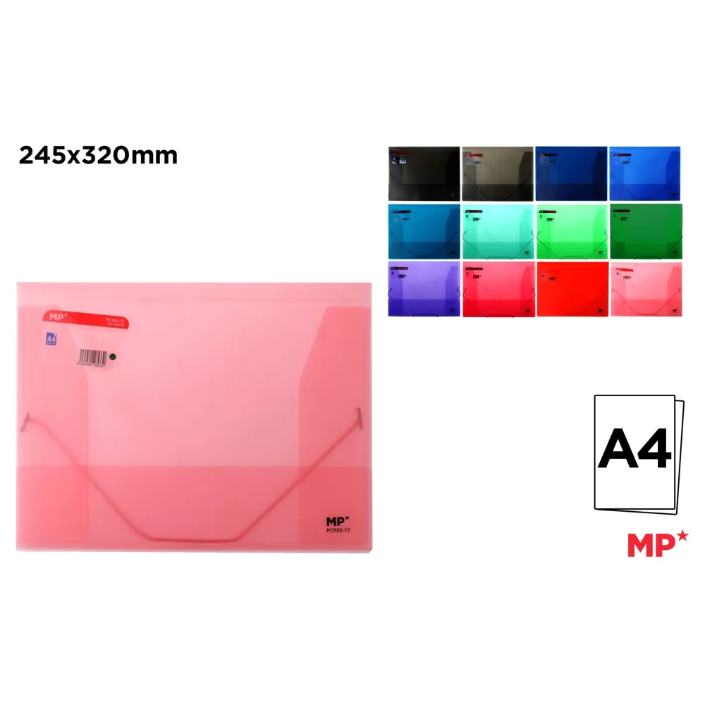 Carpeta con solapa y goma A4 transparente - MP