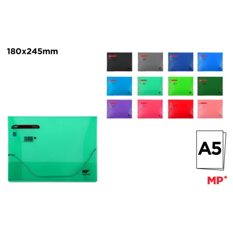 Carpeta con solapa y goma A5 transparente - MP