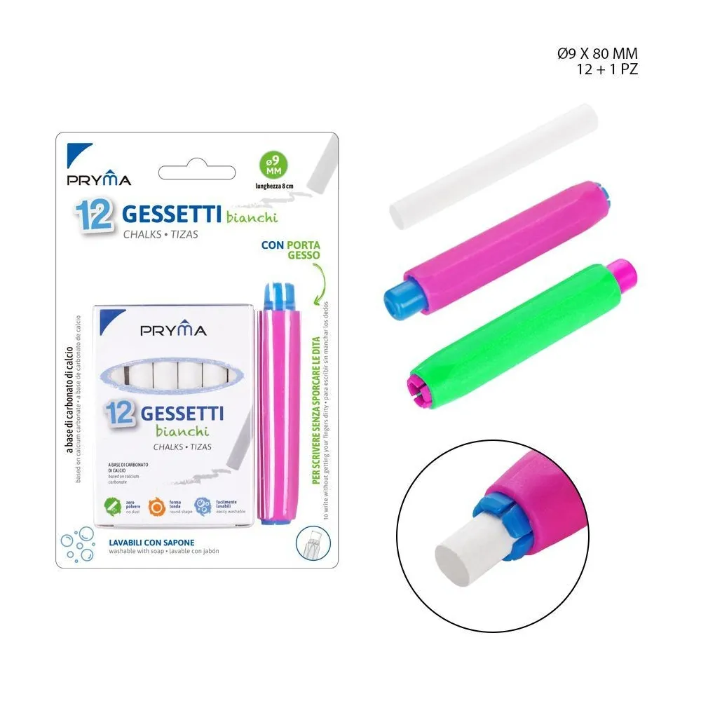TIZA CON CUBIERTA DE TIZA 12PZ BLANCO Pryma